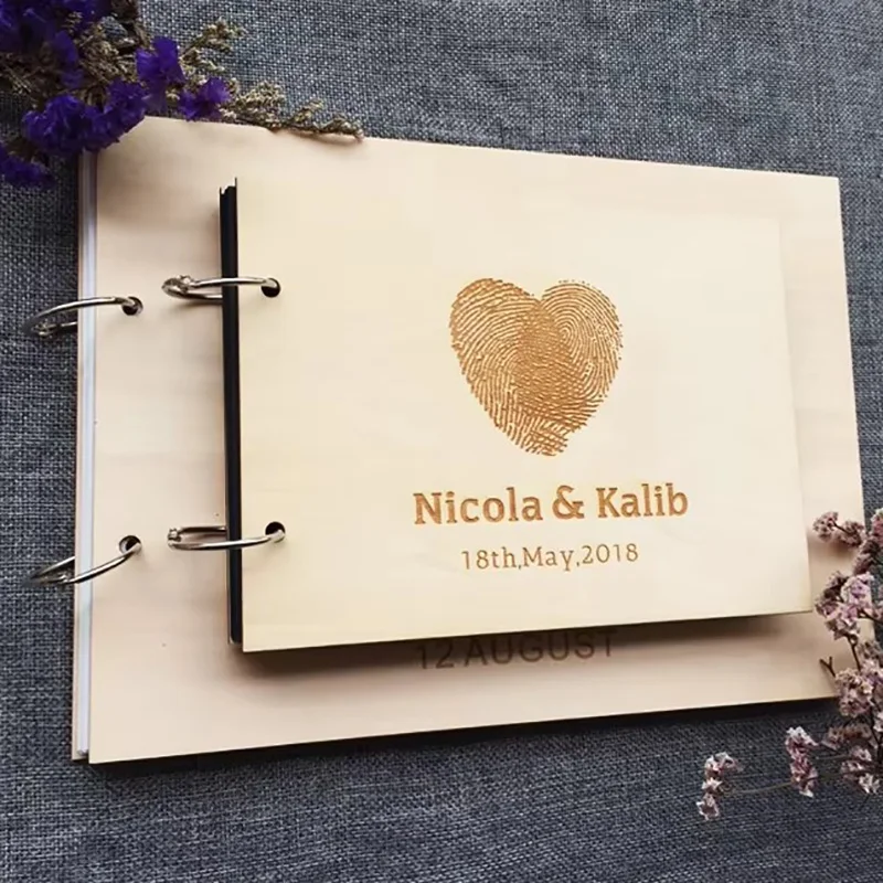 Rustic Wooden Photo Album,Personalized Laser Engraved Wedding Guest Book,Anniversary,Birthday Gifts,Travel Memory Book,Scrapbook