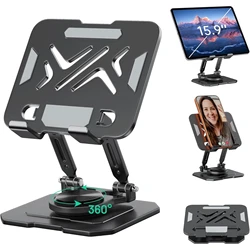 Universal Adjustable Tablet Stand Holder with 360° Rotating Base (Black)