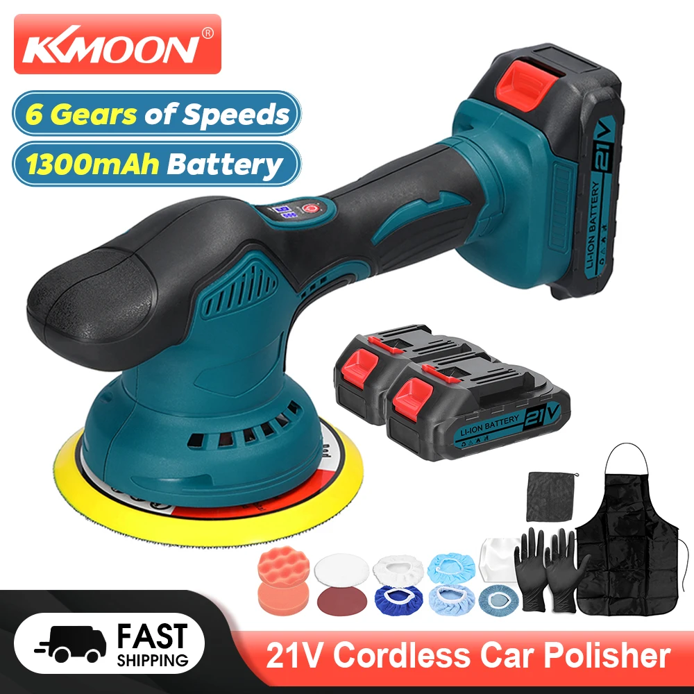 21V Cordless Car Polisher 6 Gears Speed Adjustable Electric Auto Polishing Machine Home Cleaning Waxing Sanding Machine cordless car polisher KKMOON