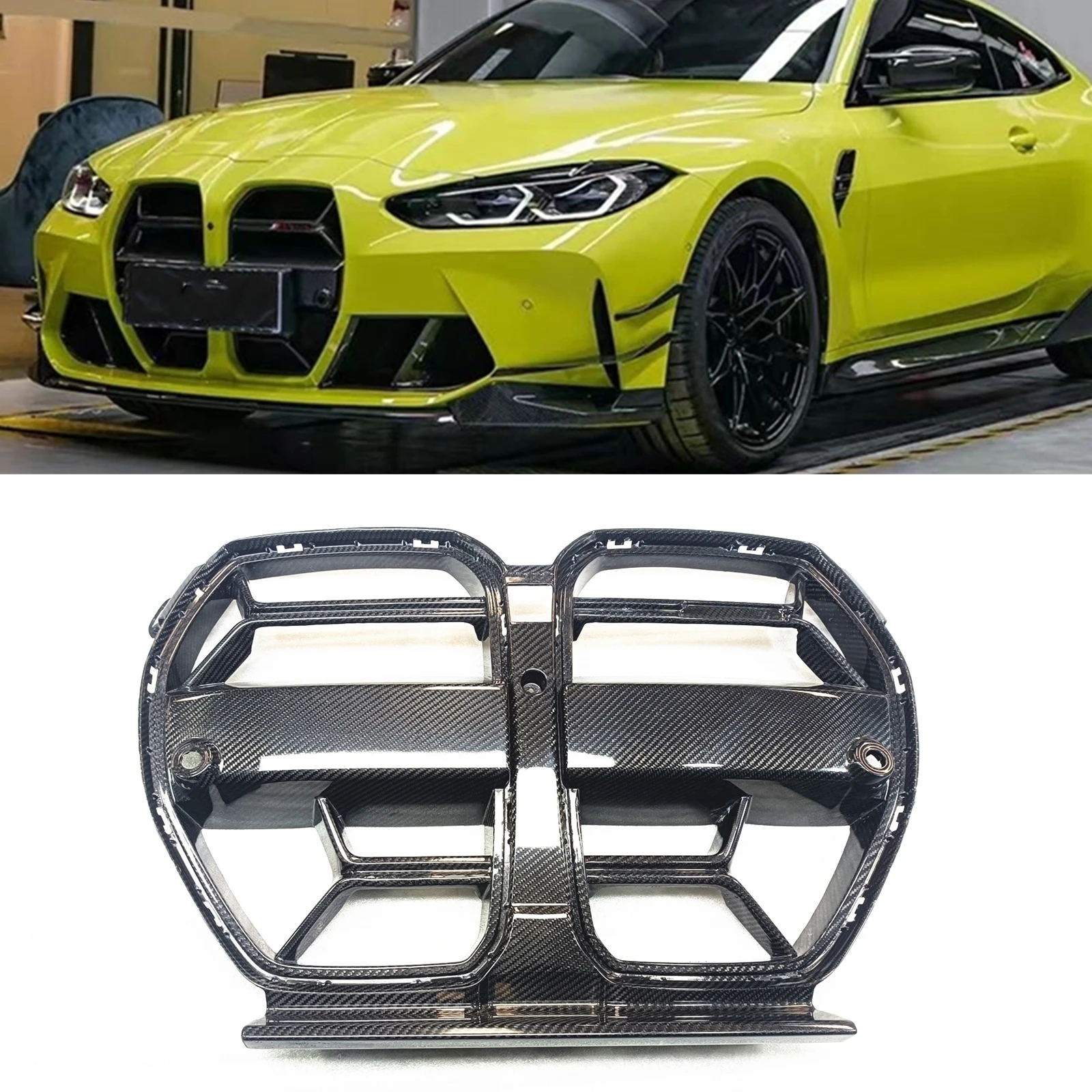 

Car Front Kidney Grille Grill Upper Bumper Hood Vent Mesh Grid For BMW M3 G80 M4 G82 G83 2021-2024