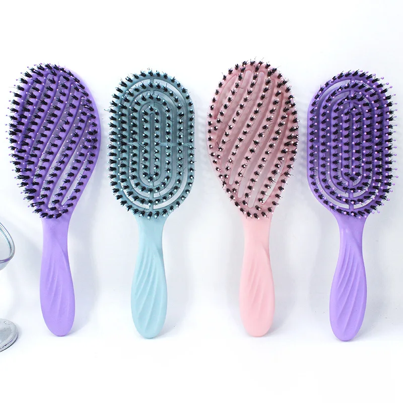 

Elliptical Hollowing Out Hair Scalp Massage Comb Hairbrush Wet Curly Detangle Hair Brush Salon Hairdressing Styling Tools
