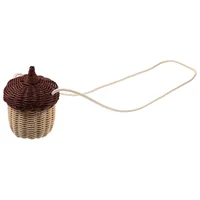 Acorn Shape Mini Rattan Woven Basket Kids Crossbody Bag Storage Baskets Handbag Shoulder Bag Purse Mini Cross Body Bag Home 1