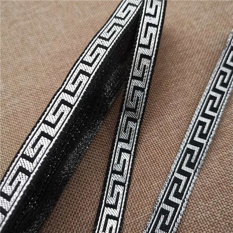 1CM 7Yards Gold Silver Glitter Black White Vintage Ethnic Embroidery Ribbon Boho Lace Trim embroidery ribbon