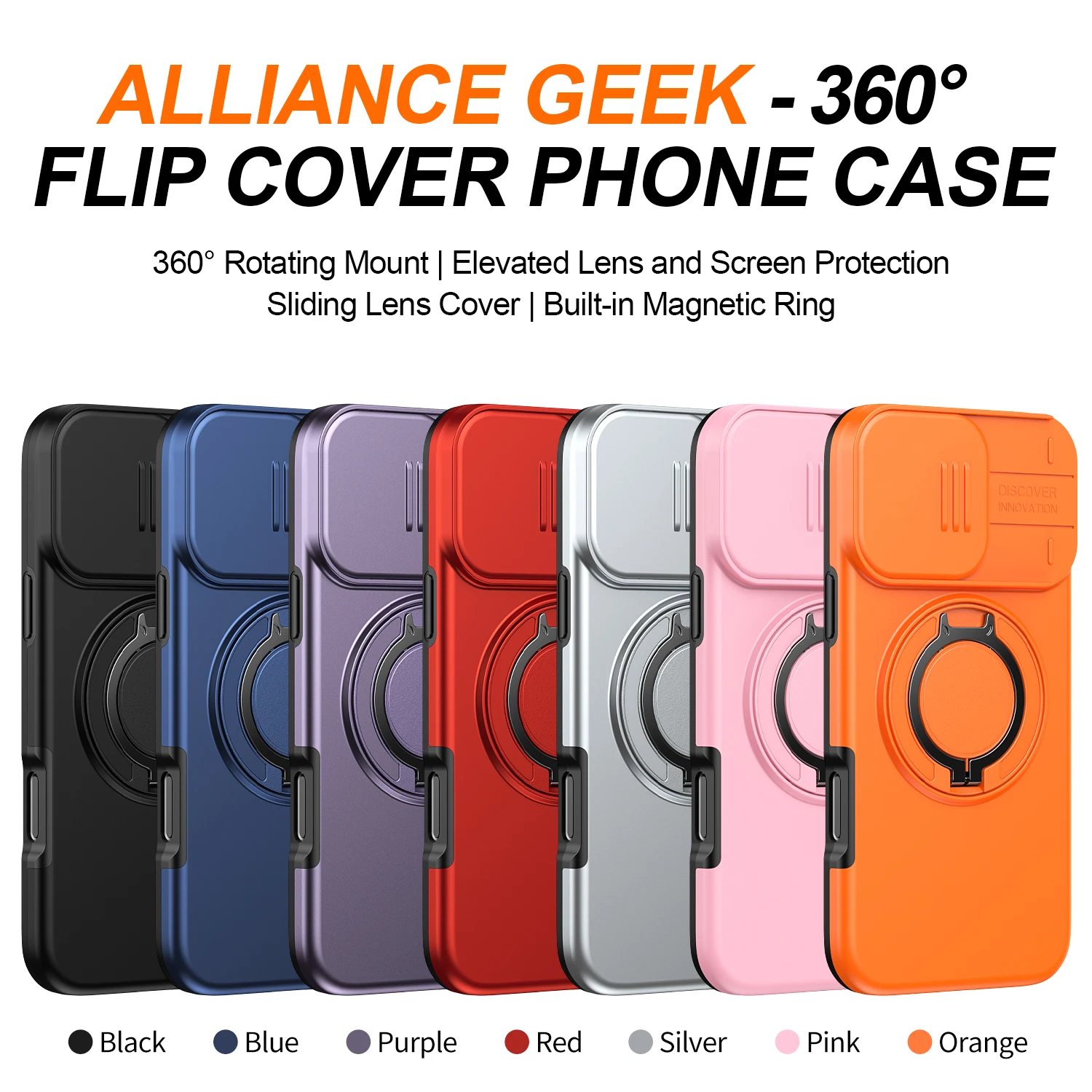 Premium Heavy Duty Rugged Armor Case with Magnetic Bracket and Slide Camera Protection Cover