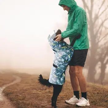 Pet Raincoat Adjustable Pet Clothes With Rope Hole Strip Waterproof Dog Rain Jacket Hooded Snowproof Windproof For Small To 1