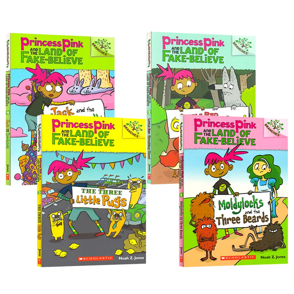 

4 Books/set Princess Pink Scholastic Branches Book Set In English Picture Story Books for Kids Manga Book English