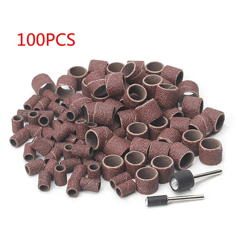 

100 Pcs and 1/4" Sanding Band Sleeves Drum Sandpaper Rubber 2 Mandrels DropShipping