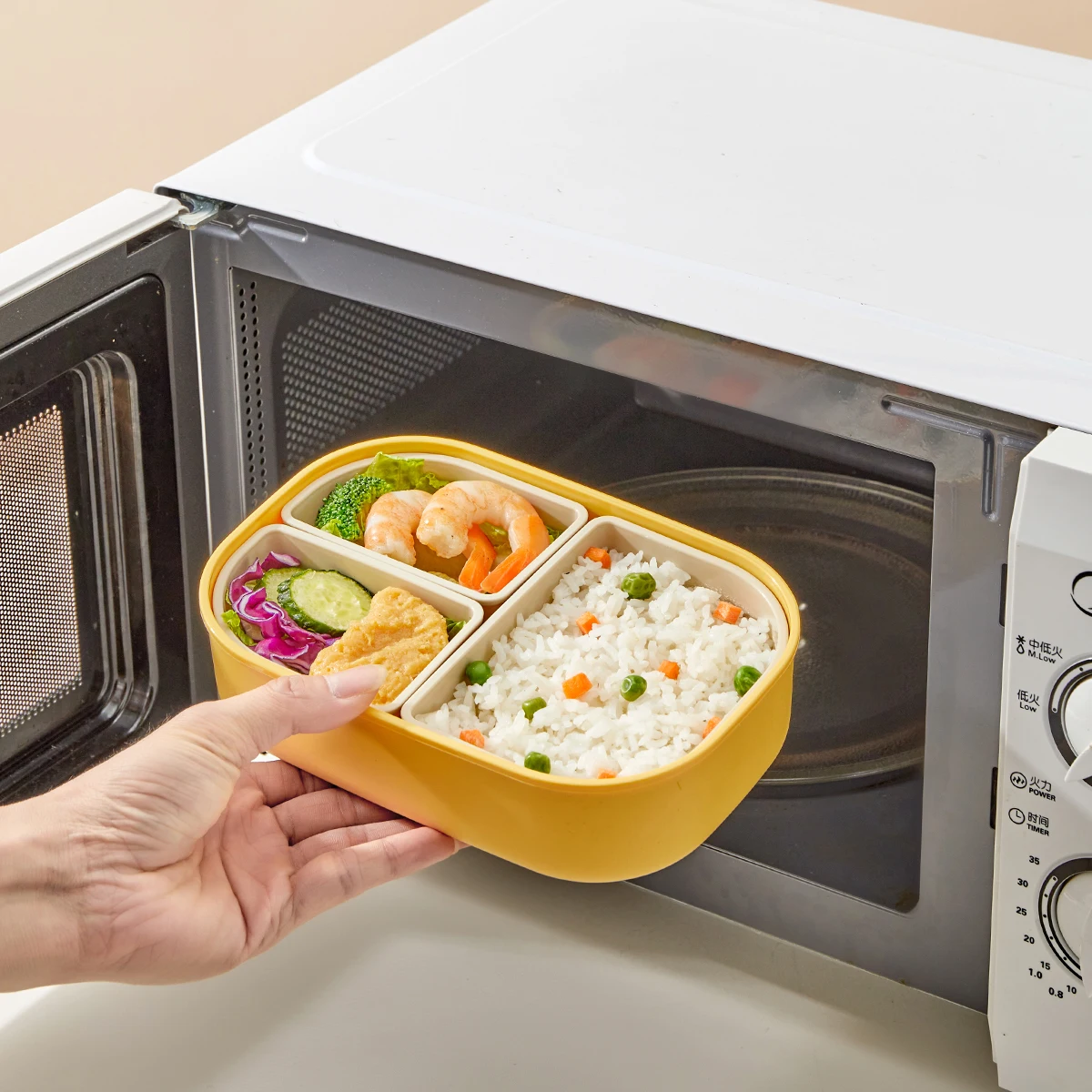 WORTHBUY في الهواء الطلق المحمولة مختومة مقسمة حاوية الغذاء انفصال 3 شبكات صندوق غداء بلاستيكي للأطفال طالب الميكروويف آمنة