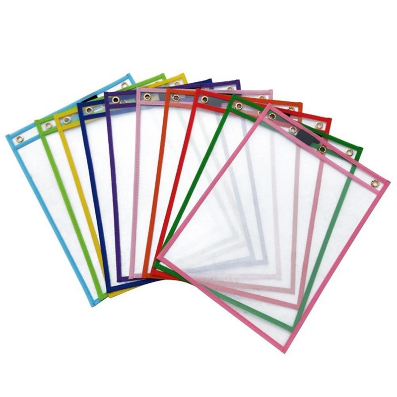 

40Pcs Reusable Dry Erase Pockets, Assorted Colors For Children Kids Students