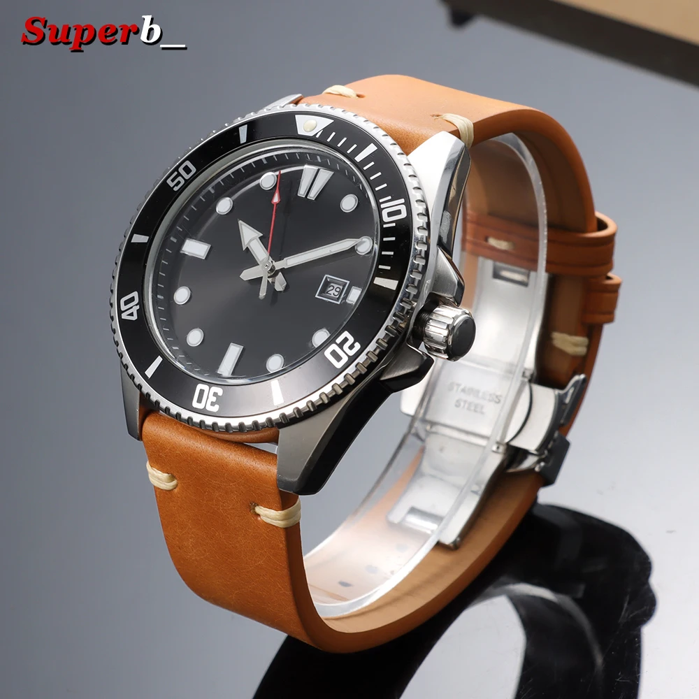 Elegant Top-Grain Leather Watch Band with Butterfly Buckle and Gift Box