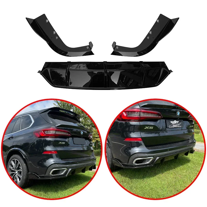 

Высококачественный задний бампер из АБС-пластика для BMW X5 G05 2018 2019 2020 2021 2022 2023, боковые разветвители, спойлер, блестящий фотоэлемент