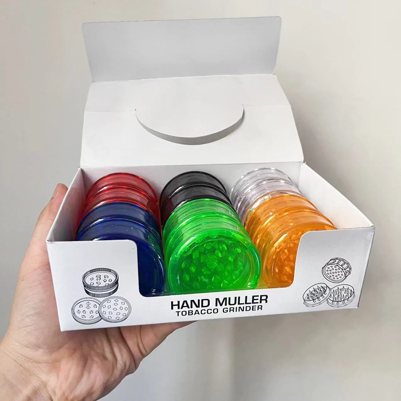 12 Pcs/Box 3 Part Dia 60MM Pepper Mill Hand Muller Portable Spice Crusher Tools Mixed Color herb grinder manual spice grinder