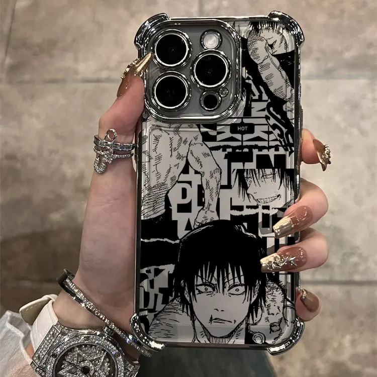Stylish Hot Anime Jujutsu Kaisen Gojo Plating Phone Case with Anti-Fall Airbag Protection