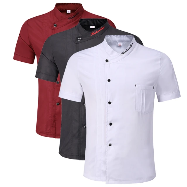 Chef Restaurant Uniform Short Sleeve Cook Coat Men Women Kitchen Clothes  Baker Waiter Wear