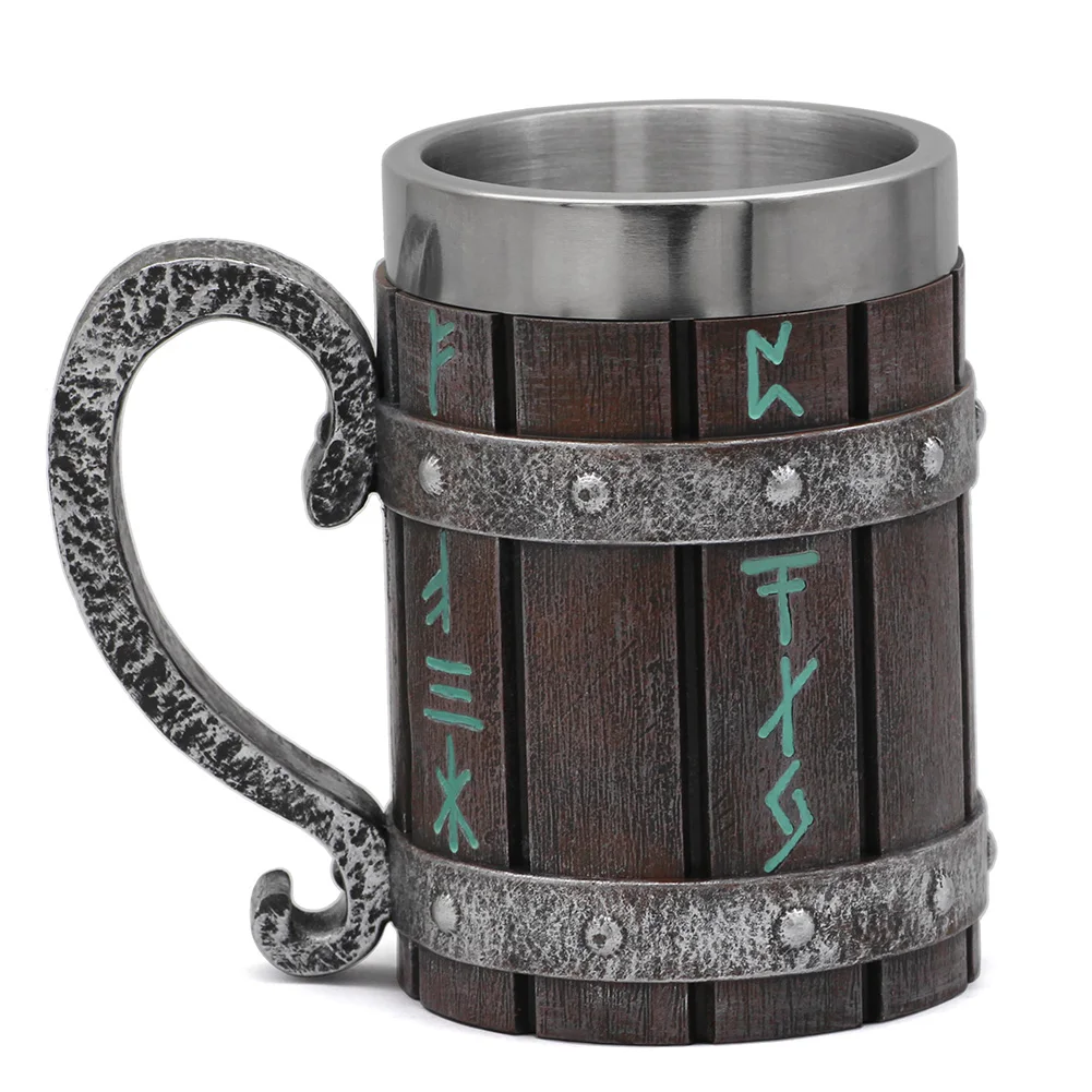 Nordic Viking Rune Mug Beer Tankard Cup for Men Viking Gift Costume Props Novelty Special Use