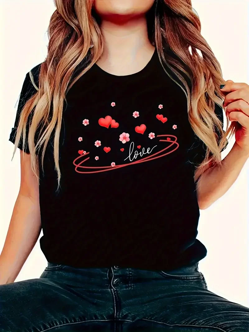 

Love Sweet T-shirt Ladies Fashion T-shirt Ladies T-shirt Short sleeved crew neck Ladies Y2K top Vintage Harajuku