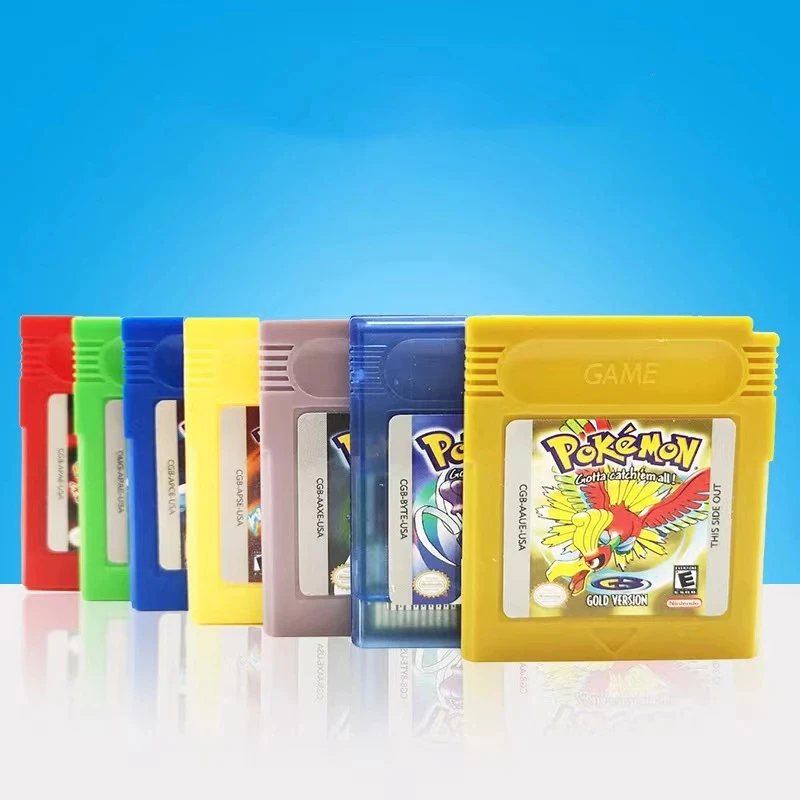 

Video Game for 16 Bit Cartridge Pokemon Game Console Card Series Blue Green Silver Crystal Yellow Red Golden Version Toy