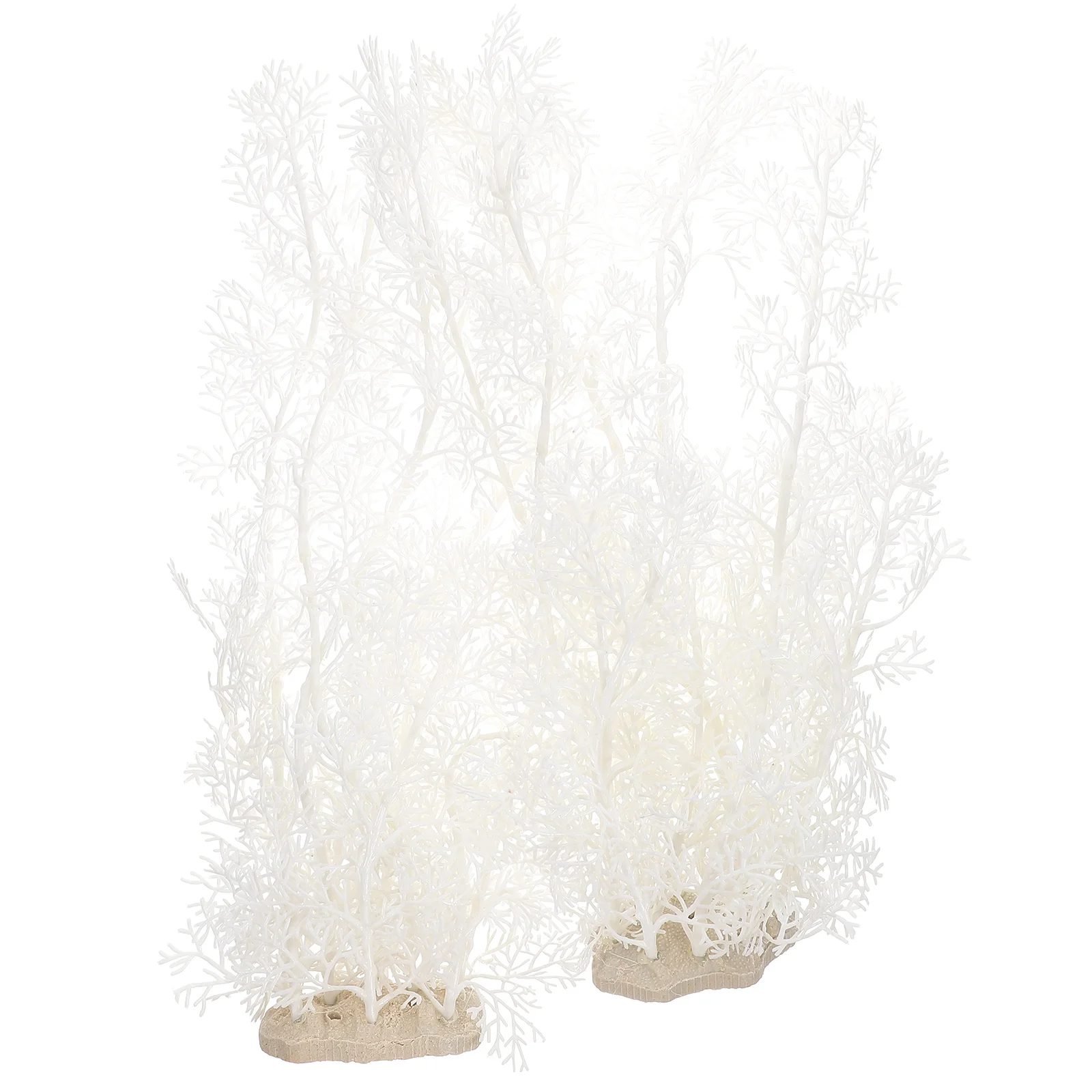 

2 Pcs Plant Aquarium Landscaping Plastic Plants Betta Leaf Seaweed Fish Tank Decorations Tall White for Large