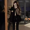 Ladies Thickened Fleece Baseball Jacket Loose Casual Open Cardigan Sweatshirt Autumn Winter Fashionable Vintage Style Coat