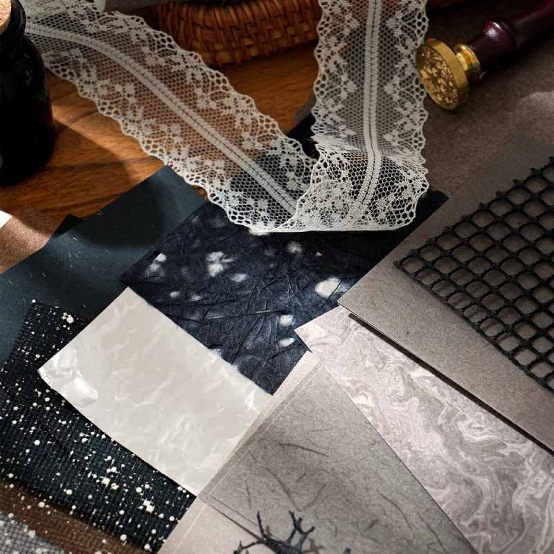 Journal GO 20pcs Material Paper Mysterious Visitor Diary Scrapbooking Junk Journal Background Decoration Paper Memo Pads 5
