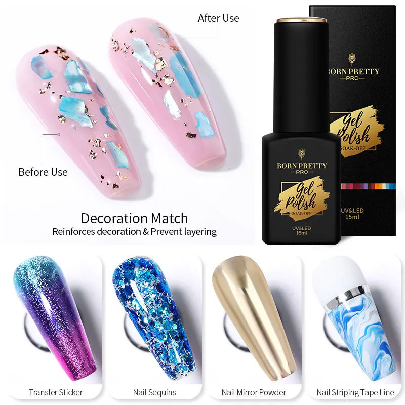 BORN PRETTY Pro 15ml Reinforcement Gel Nail Polish Self Leveling Nail Strengthen Base Top Coat Soak Off Nail Art Function Gel 4