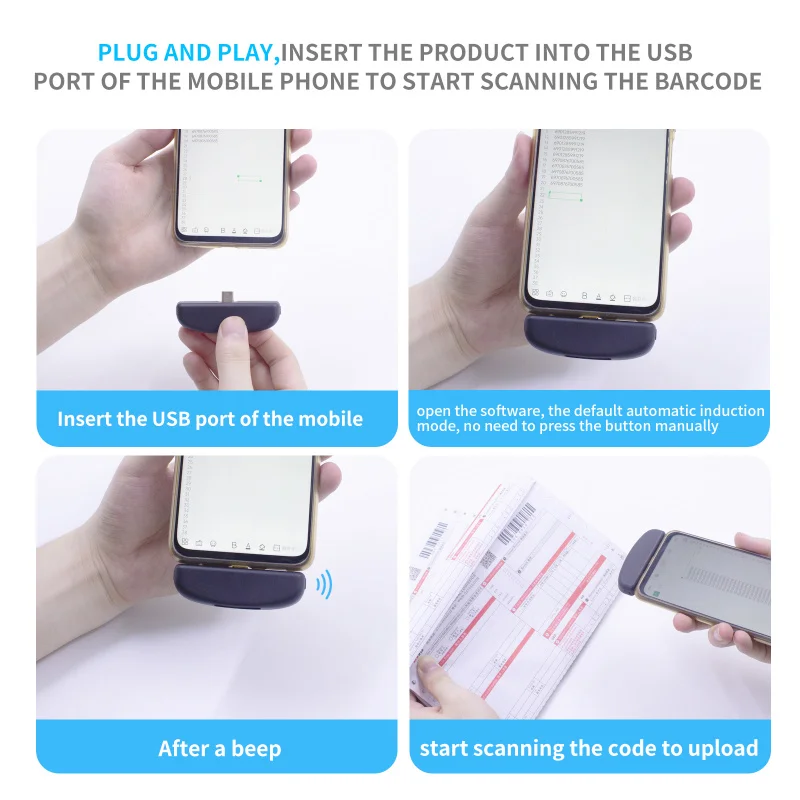 Type C Interface Phone Mate Barcode Scanner All 1D 2D Bar And Screen Code 32 Bit CMOS