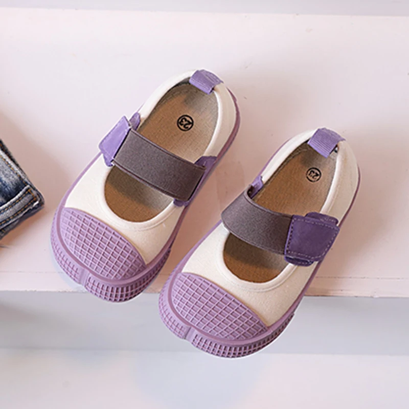 

New Girls Canvas Shoes Soft Sports Shoes Kids Running Sneakers Patchwork Children Non-slip Baby Toddler Flat Shoes