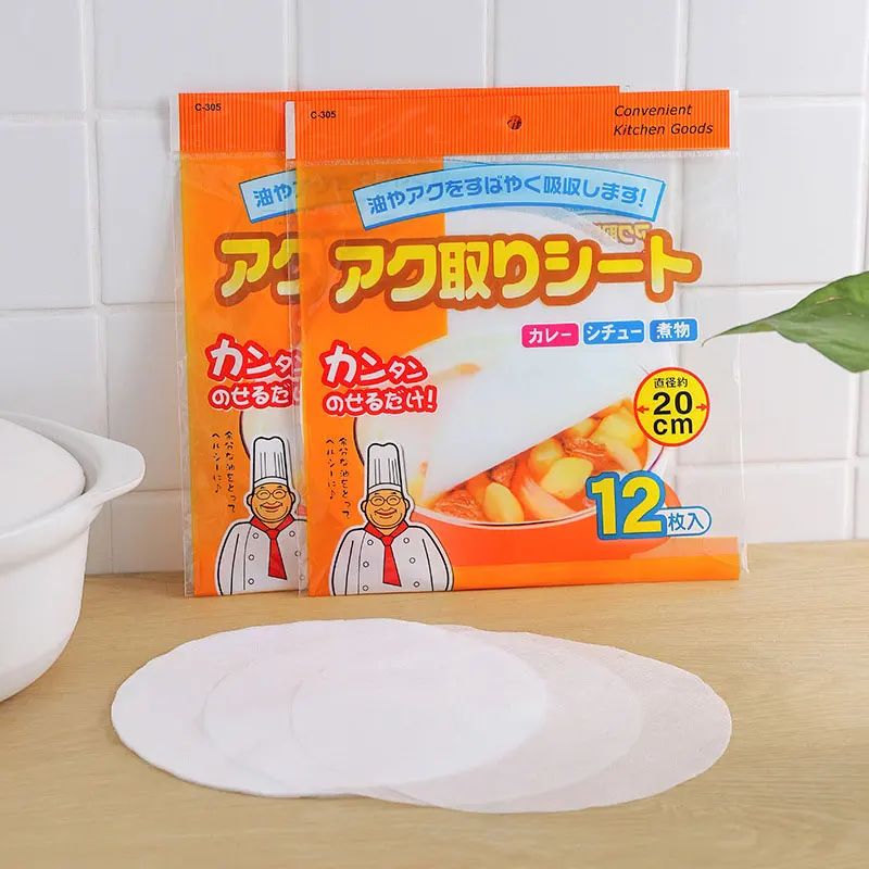 Kitchen Food Oil Absorption Paper Disposable Soup Oil Absorbing Paper Health Filter Kitchen Gadgets Accessorie 12Pcs/Bag