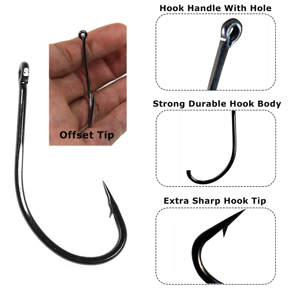 25/50PCS High Carbon Steel Off-set Fishing Hook Nmyph Fly Sabiki Rig/Carp  Fishing/Saltwater Jig Lure Hooks Black Nickle