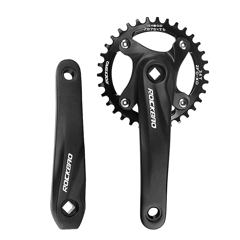 ROCKBAO Bike Crankset 104BCD 170mm MTB Square Hole Sprocket  32/34/36/38T Mountain Bicycle Crank Bottom Bracket