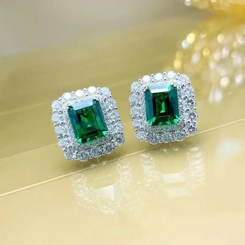 

Ladies boutique jewelry s925 sterling silver jadeite zircon earrings, anti allergic luxury, high-end, retro fashion earrings