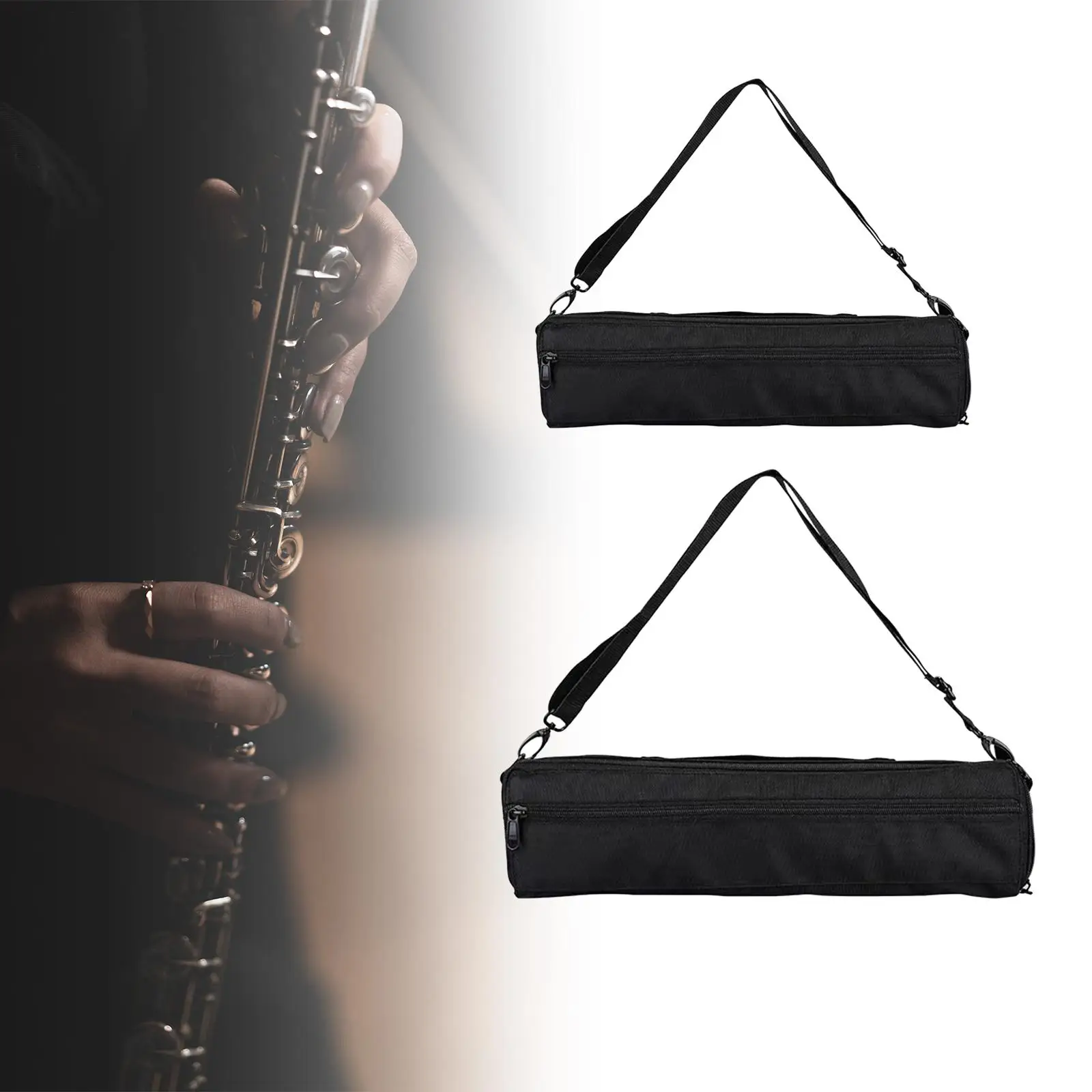 Flute Case Carrying Bag Flute Gig Bag Exterior Pocket Plush Inside with Adjustable Shoulder Strap for Travel Gifts Practice