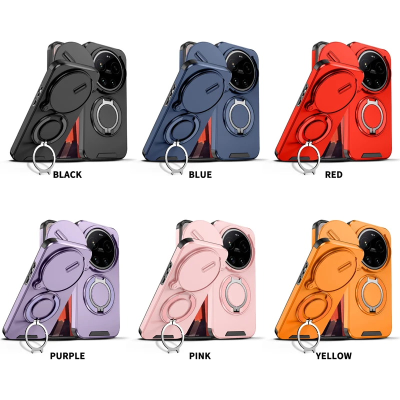 Magnetic Armor Shockproof Phone Case with Camera Protection and Ring Car Mount Stand