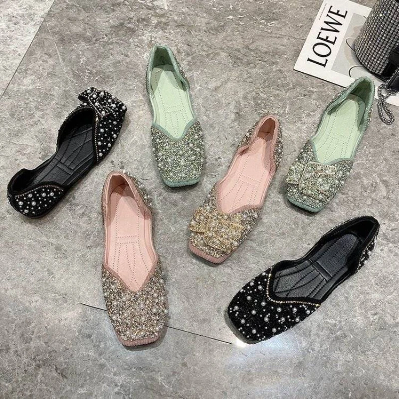 

Women Fashion Flat Single Shoes Autumn Pointed Toe Shoes Flat Loafers Soft Sole Ladies Plus Size Zapatos De Mujer