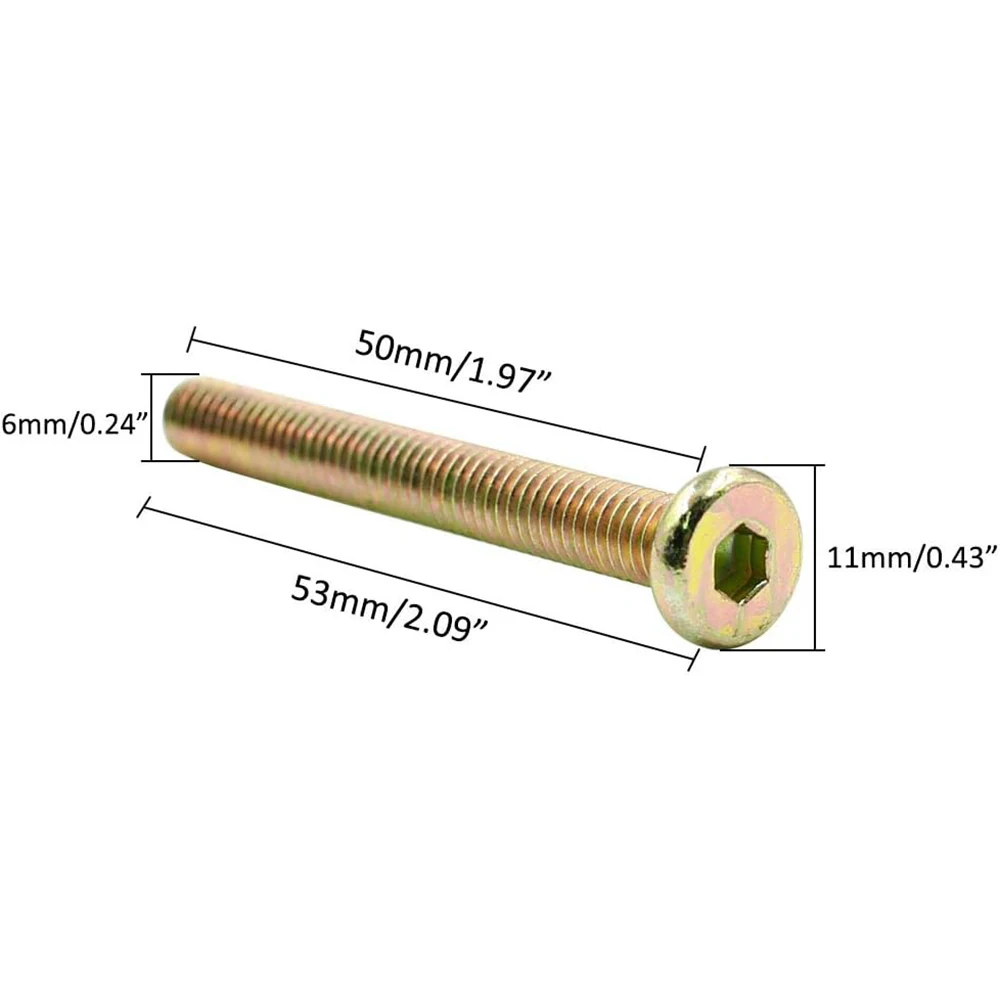 10 Stück Krippen schrauben m6 x 50mm verzinkte Innen sechs kant schrauben für Betten Kopfteile Stühle Möbel – Detail 6