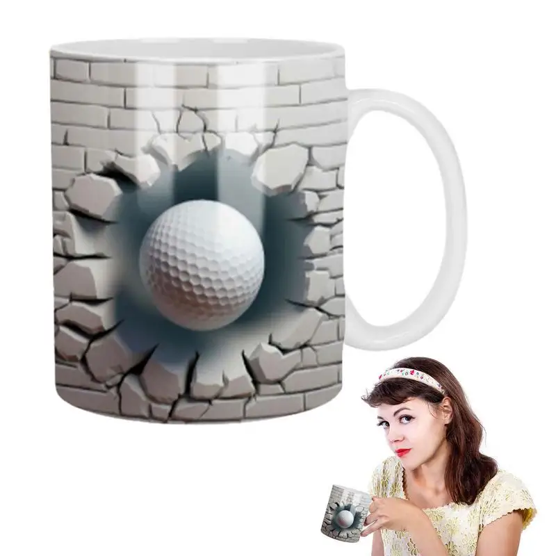 

3D Effect Mugs 350ml 3D Effect Ball Image Coffee Mugs With Handle Novelty Drinkware For Cafe Coffee Table Dining Table Study