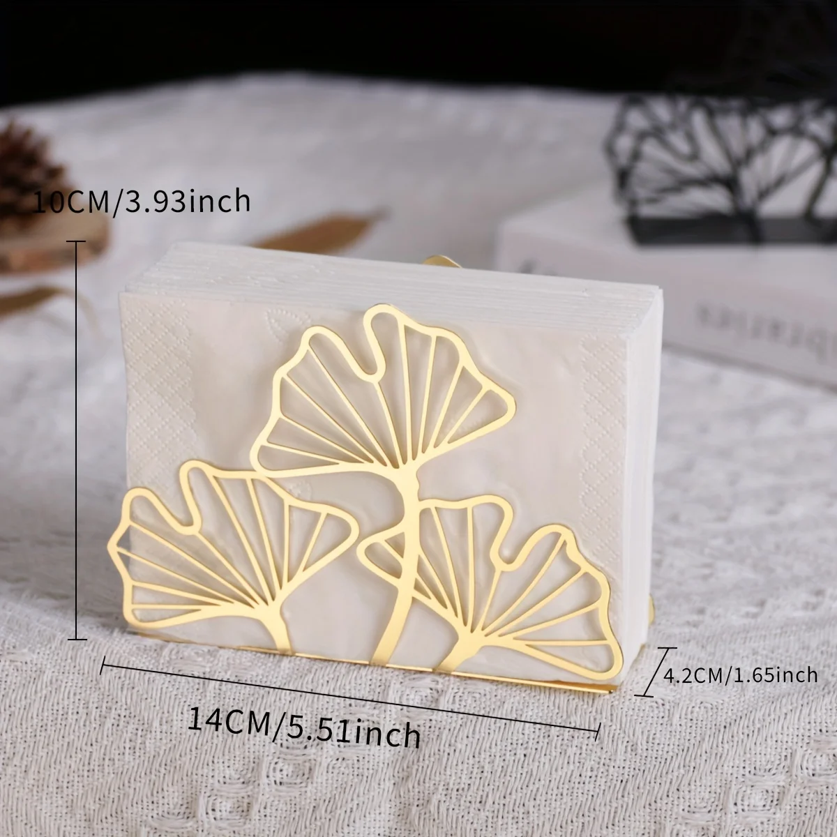 1pc Metal Ginkgo Leaf Napkin Holder,Tissue Holder For Restaurant Hotel Cafe,Dining Table Vertical Square Towel Paper Holder Base 4