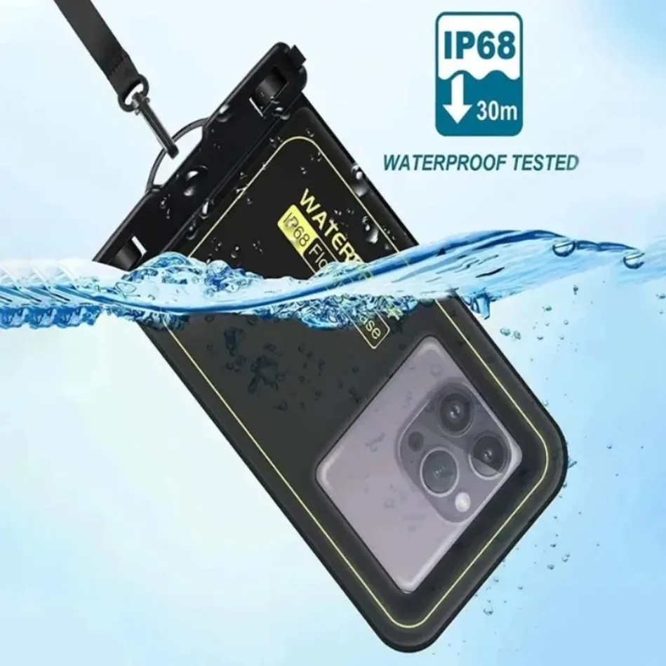 Nuovo IP68 Custodia da nuoto impermeabile Custodia per telefono Borsa impermeabile Airbag Touch Screen per iPhone Samsung 6.8 "Tutto i telefoni cellulari - immagine 4