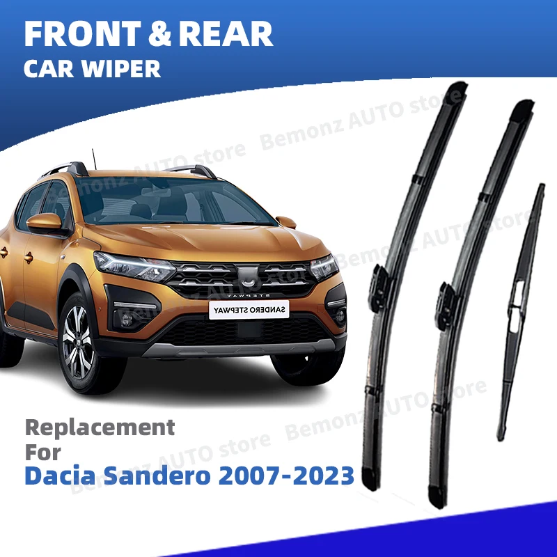 LHD Front Rear Windshield Wiper Blades For Dacia Sandero Stepway Streetway Accessories