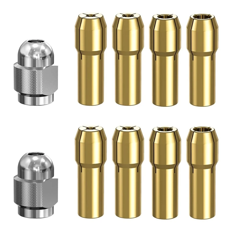 Brass Collet 1 8 3 32 1 16 1 32 4485 Quick Rotary Drill Nut Tool Set mini keyless drill chuck 0 3 8mm self tighten electric drill bits collet fixture tool 1 4 hex shank quick change converter