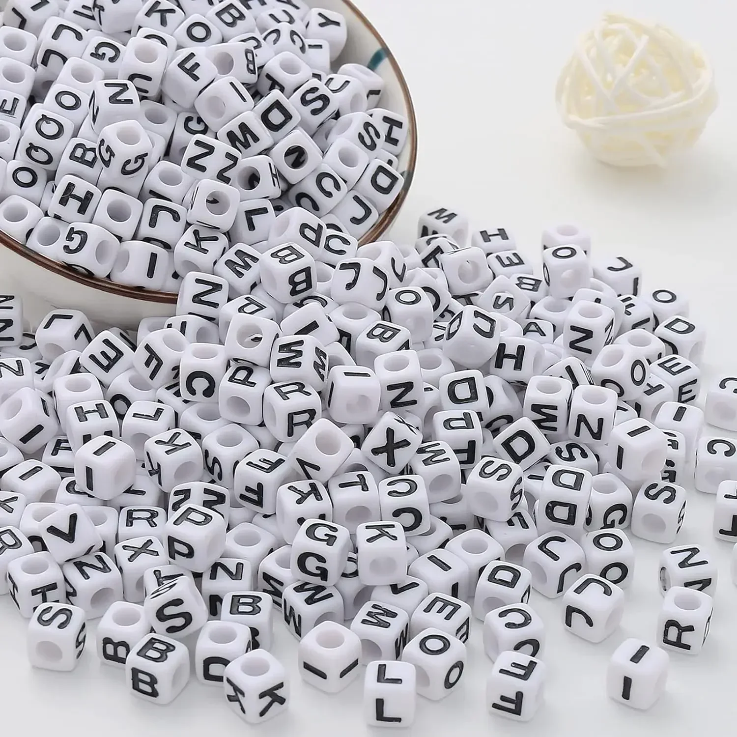 100/200/300/500PCS Acryl Buchstaben Perlen Zufällig Gemischt Würfel Alphabet Lose Perlen Für DIY kinder Schmuck Machen Handwerk 6x6mm – Detail 6