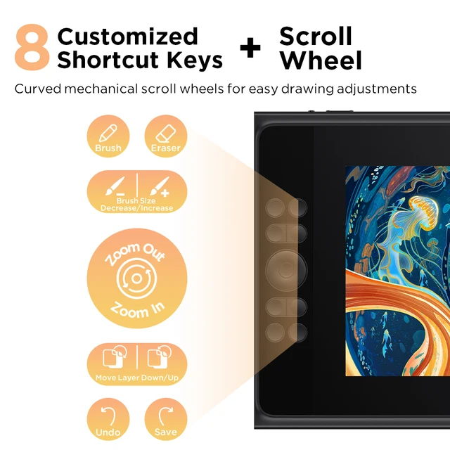 Tavoletta Grafica Ugee UE12 11,6" Con Schermo - 124% SRGB, 8 Tasti, Ideale Per Disegno E Ufficio - Foto 6