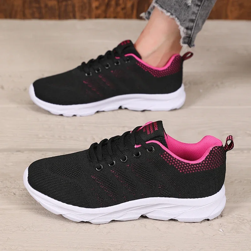 New Summer Women's Woven Mesh Shoes Stylish Minimalist Black Exquisite Sneakers Quick-Drying Anti-Skid Breathable Running Shoes