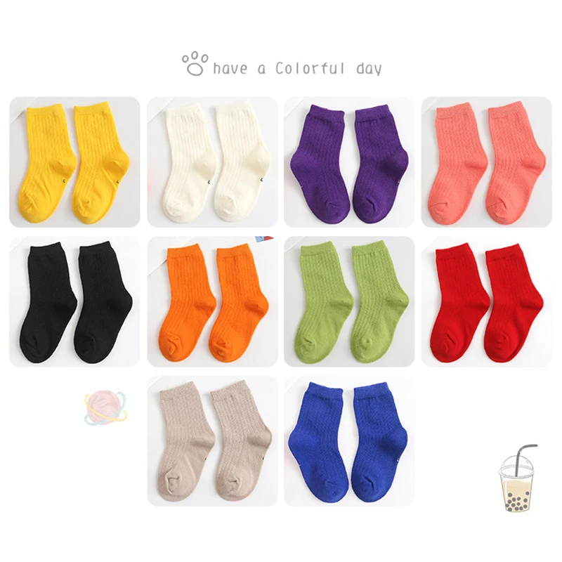 Cotton Socks Children Socks Candy Color Fashion Baby Socks Cute Kids Socks Boys Girls Soft Cotton Warm Ready Stock Plain Children Toddler