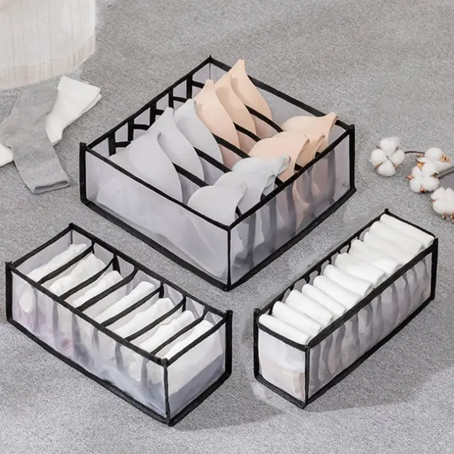 Organisateur de placard pour chaussettes, boîte de rangement séparée pour sous-vêtements, 7/9/11 grilles, organisateur de soutien-gorge en jean, organisateur de tiroir pliable, 1 pièce 4