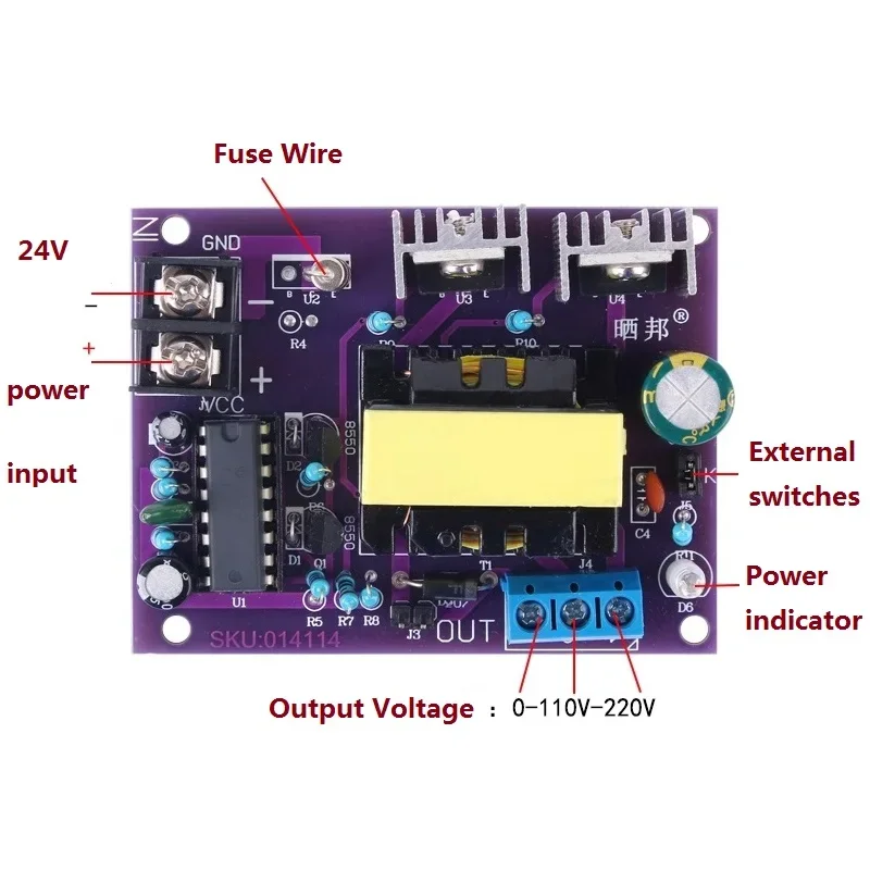 

1PCS 100W DC 24V to AC 110V 220V Power Inverter Step Up Booster Converter Power Supply Transformer For arduino Module Board DIY