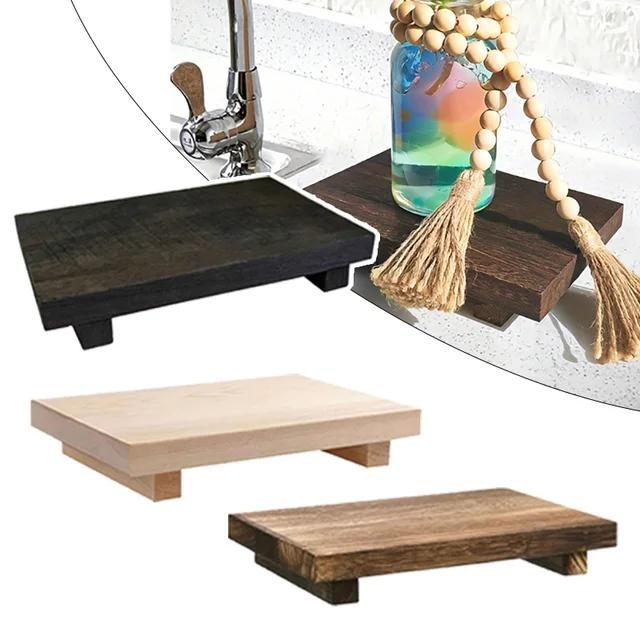 Vassoio da bagno in legno retrò Vanity Hands Sapone Portaoggetti per candele profumate Vassoio per condimenti da cucina Decorazione domestica per Lr Bth ecc. 6