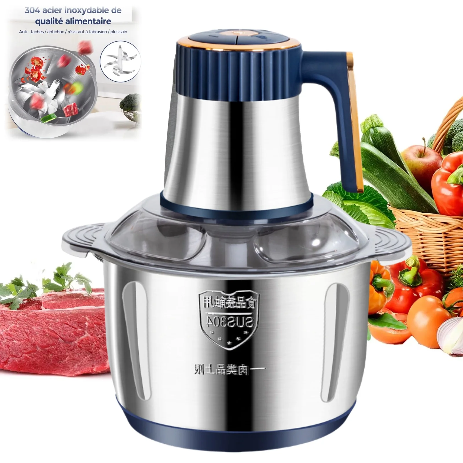 5L Electric Meat Grinders 304 Stainless Steel Food Crusher Multifunctional Vegetable Slicer Chopper Mincer Baby Food Processor