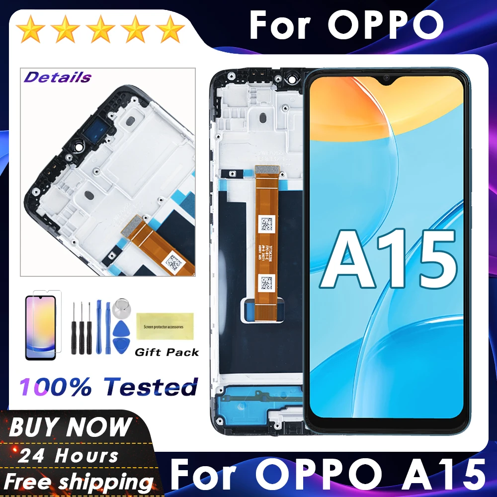LADYSON Écran de rechange pour OPPO A15 CPH2185 - Écran LCD tactile numériseur - Kit de réparation complet