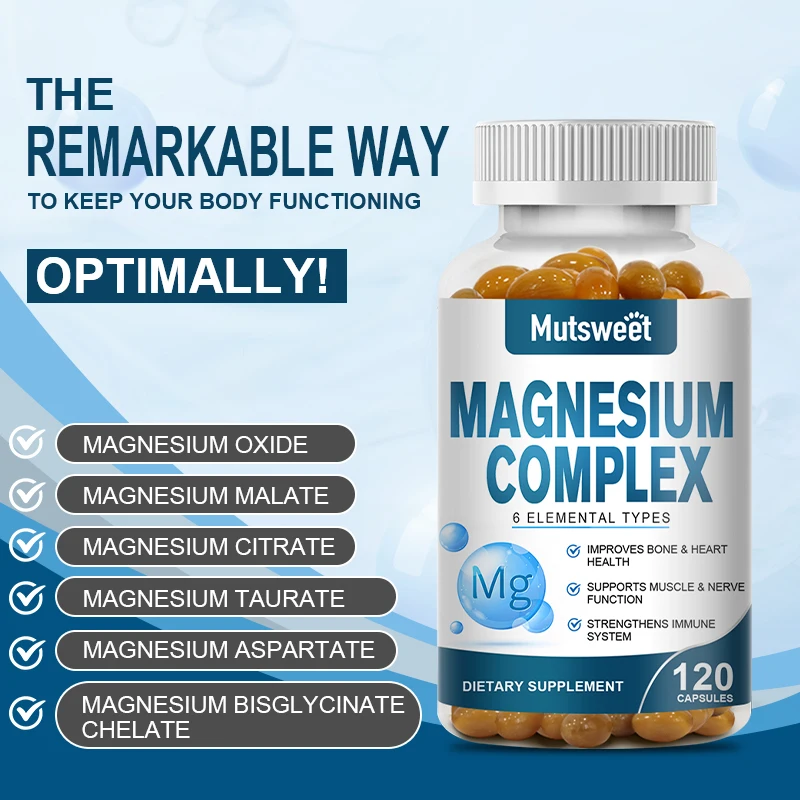 Complex Magnesium Capsule Supplements, Nervous System, Muscle And Bone Support Sleep, Energy, Leg Cramps, Headaches 2
